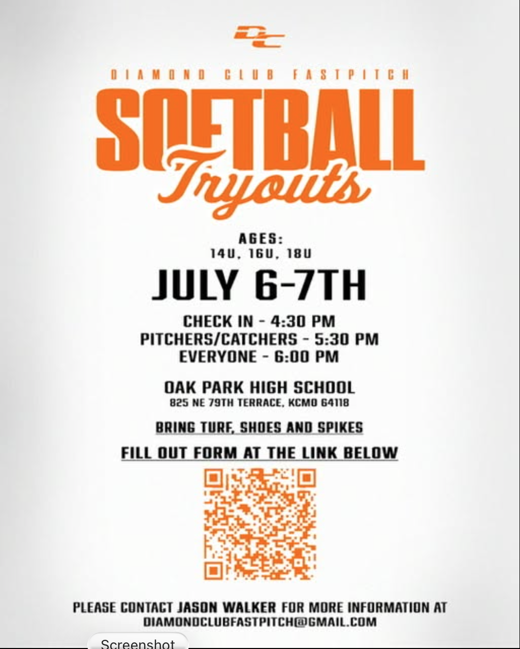 Diamond Club 16U National - Mosher tryout flyer