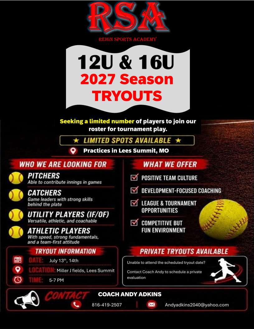 RSA 12U tryout flyer