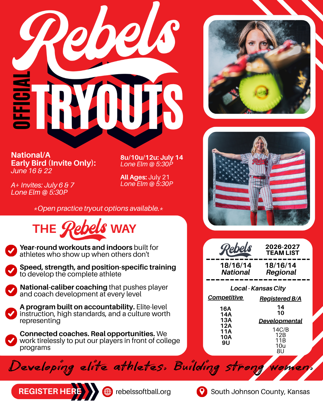 KC Rebels tryout flyer