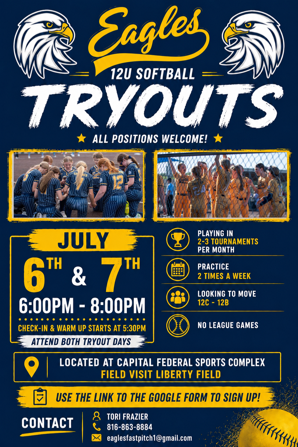 Eagles 12U tryout flyer