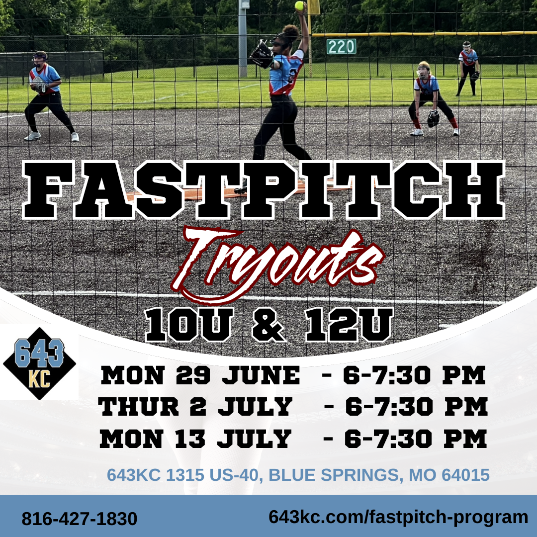 643KC Fastpitch Softball tryout flyer