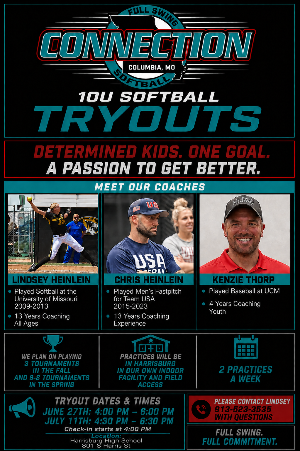 Full Swing Connection 10u tryout flyer