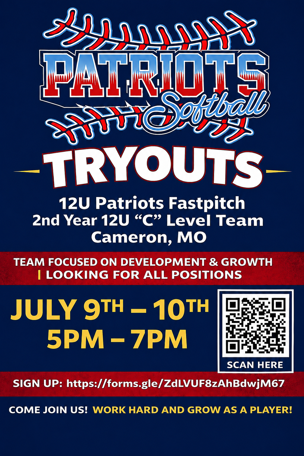 Patriots 12u tryout flyer