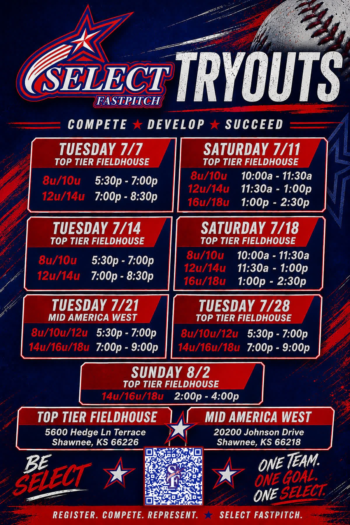 Select Fastpitch tryout flyer
