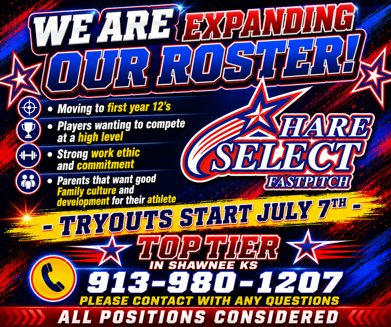 Select Fastpitch 2015 Hare tryout flyer