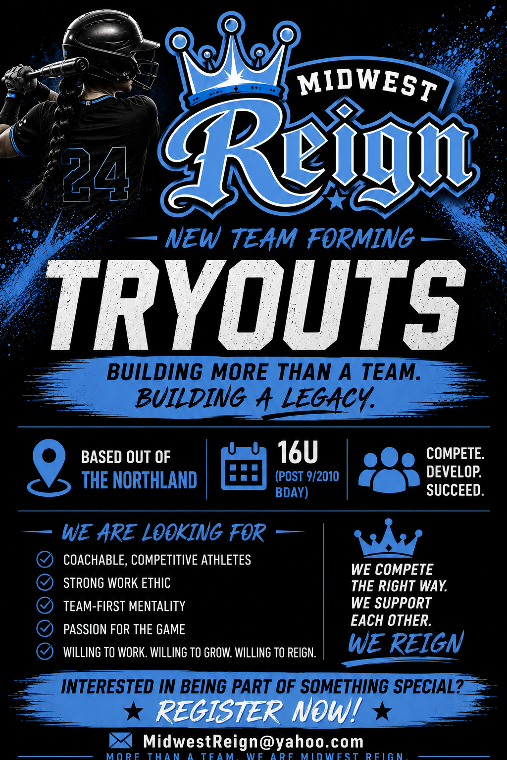 Midwest Reign tryout flyer
