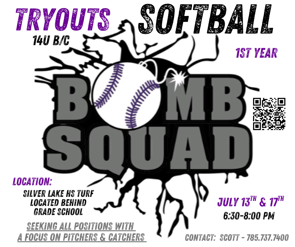 Bomb Squad 14u tryout flyer