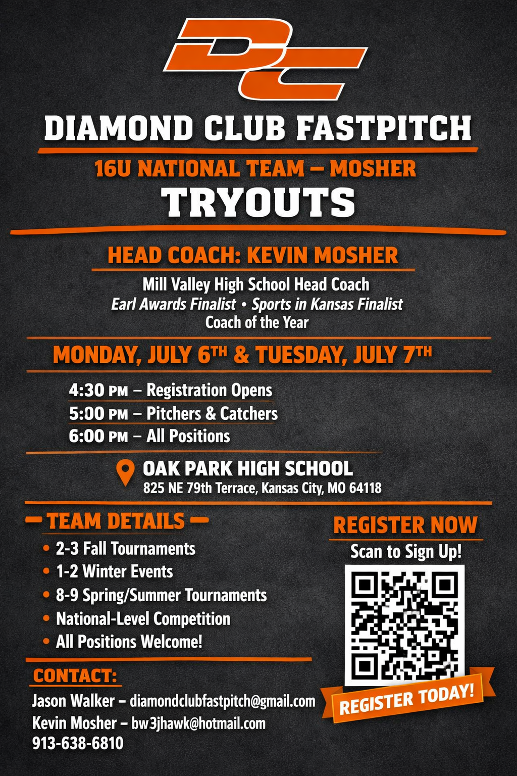 Diamond Club 16U National - Mosher tryout flyer