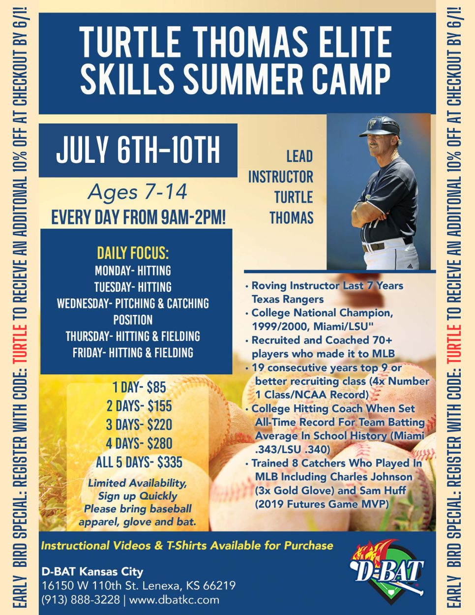 Turtle Thomas Elite Skills Summer Camp flyer