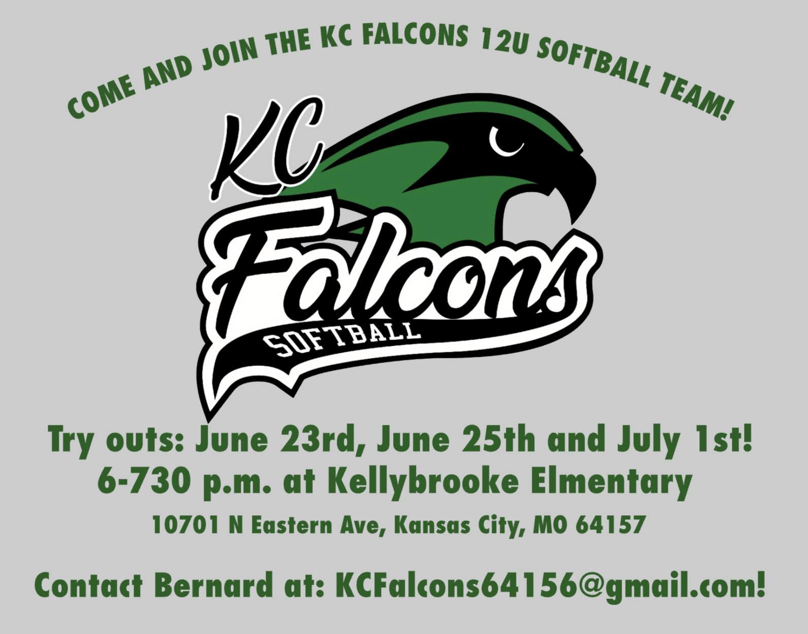 KC Falcons 12U tryout flyer