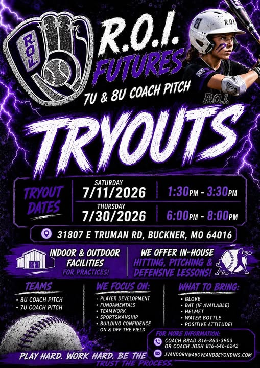 ROI Futures 7U tryout flyer