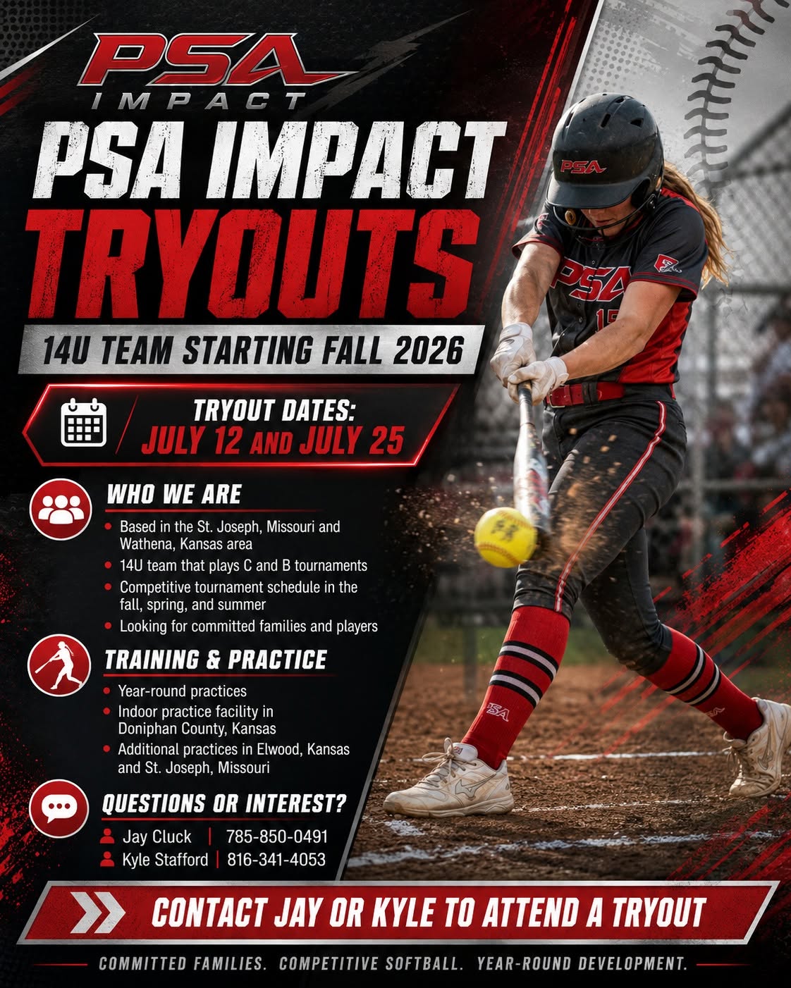 PSA Impact 14U tryout flyer