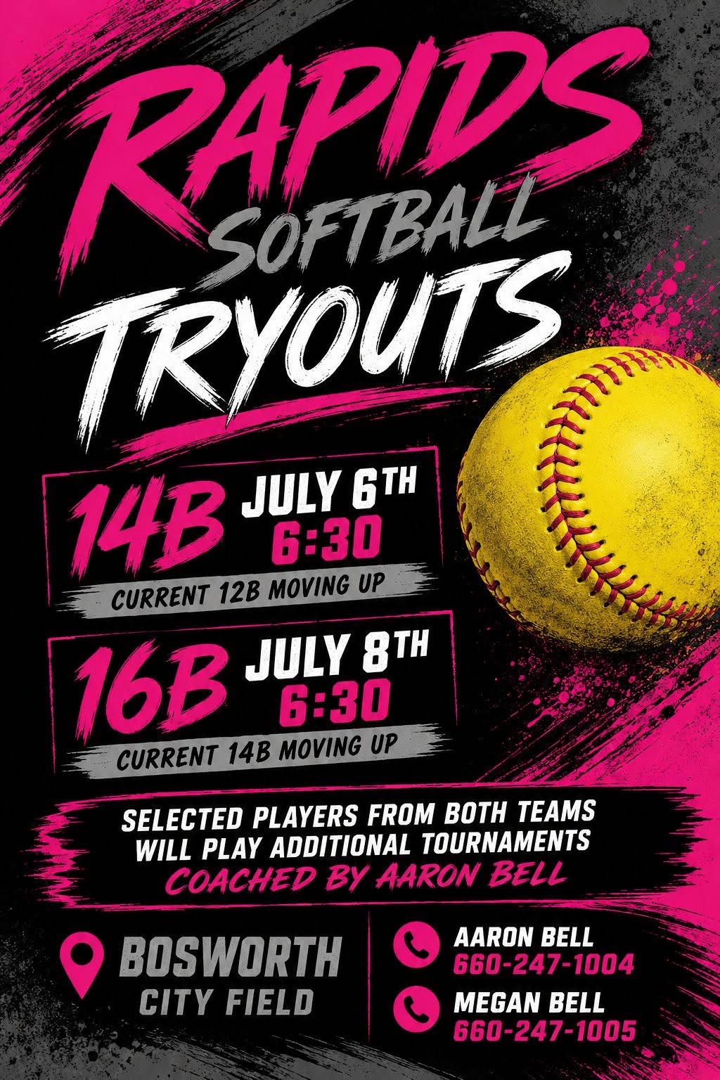Rapids 14U tryout flyer