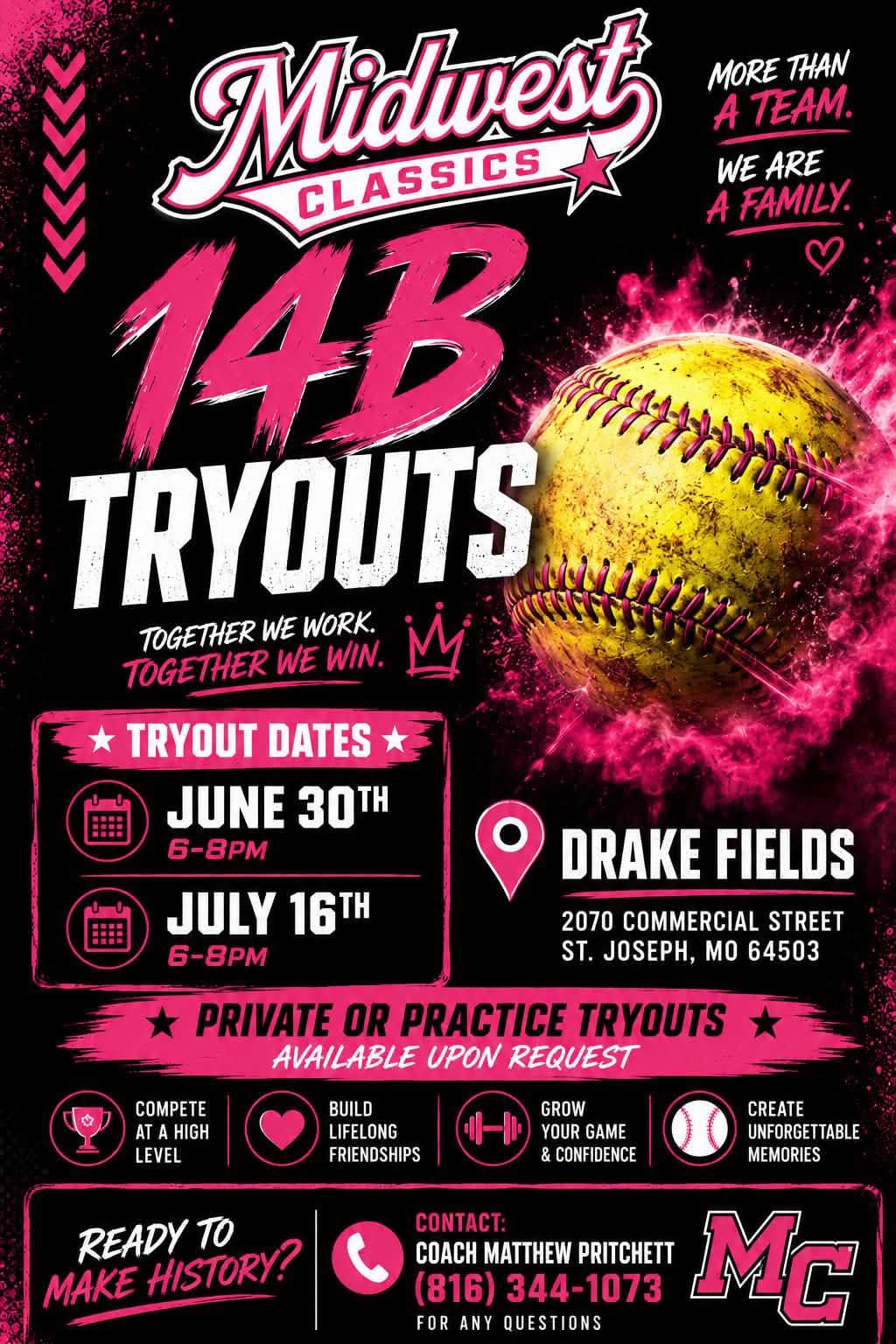 Midwest Classics 14B tryout flyer
