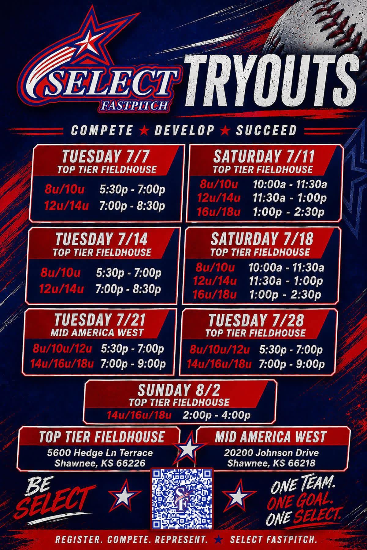 Select Fastpitch tryout flyer