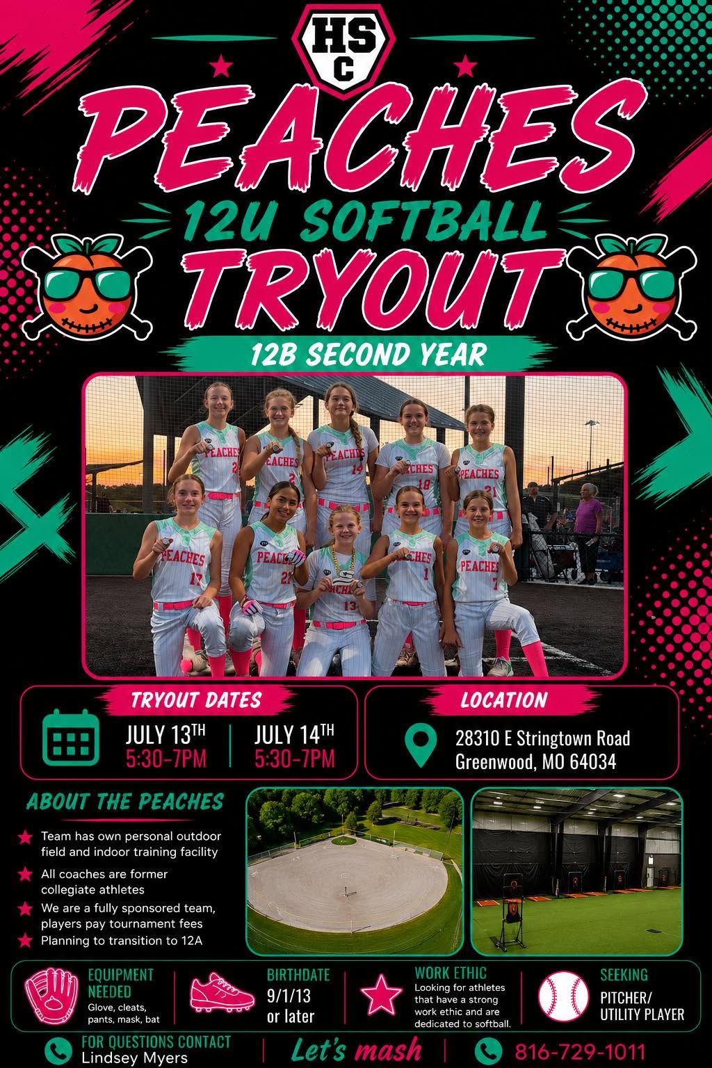 Peaches 12U tryout flyer