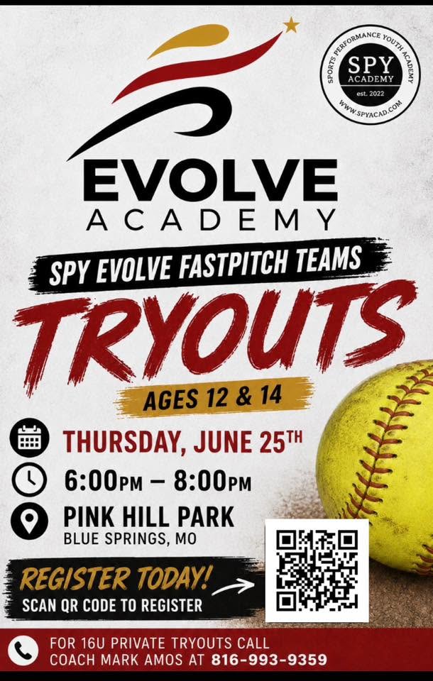Evolve Academy 14U tryout flyer